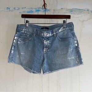 7 For All Mankind Shimmering Blue Jean Shorts